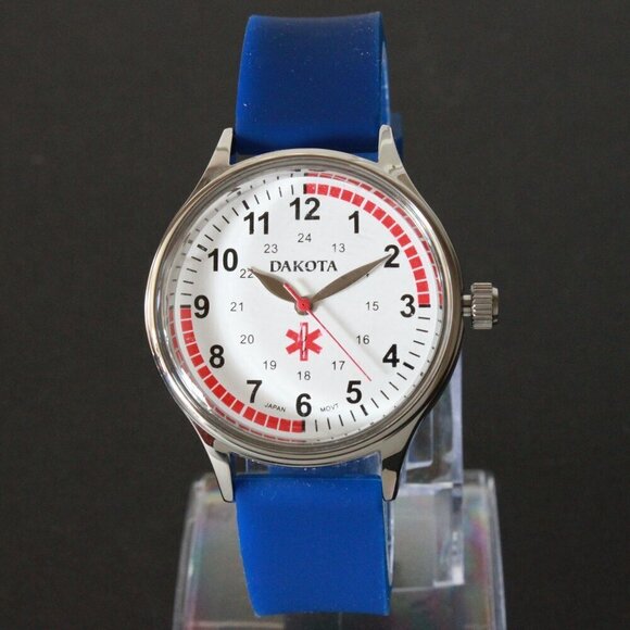 Dakota RN Quartz Nurse Watch Blue Rubber Strap Japanese Movement 35mm - Picture 3 of 13